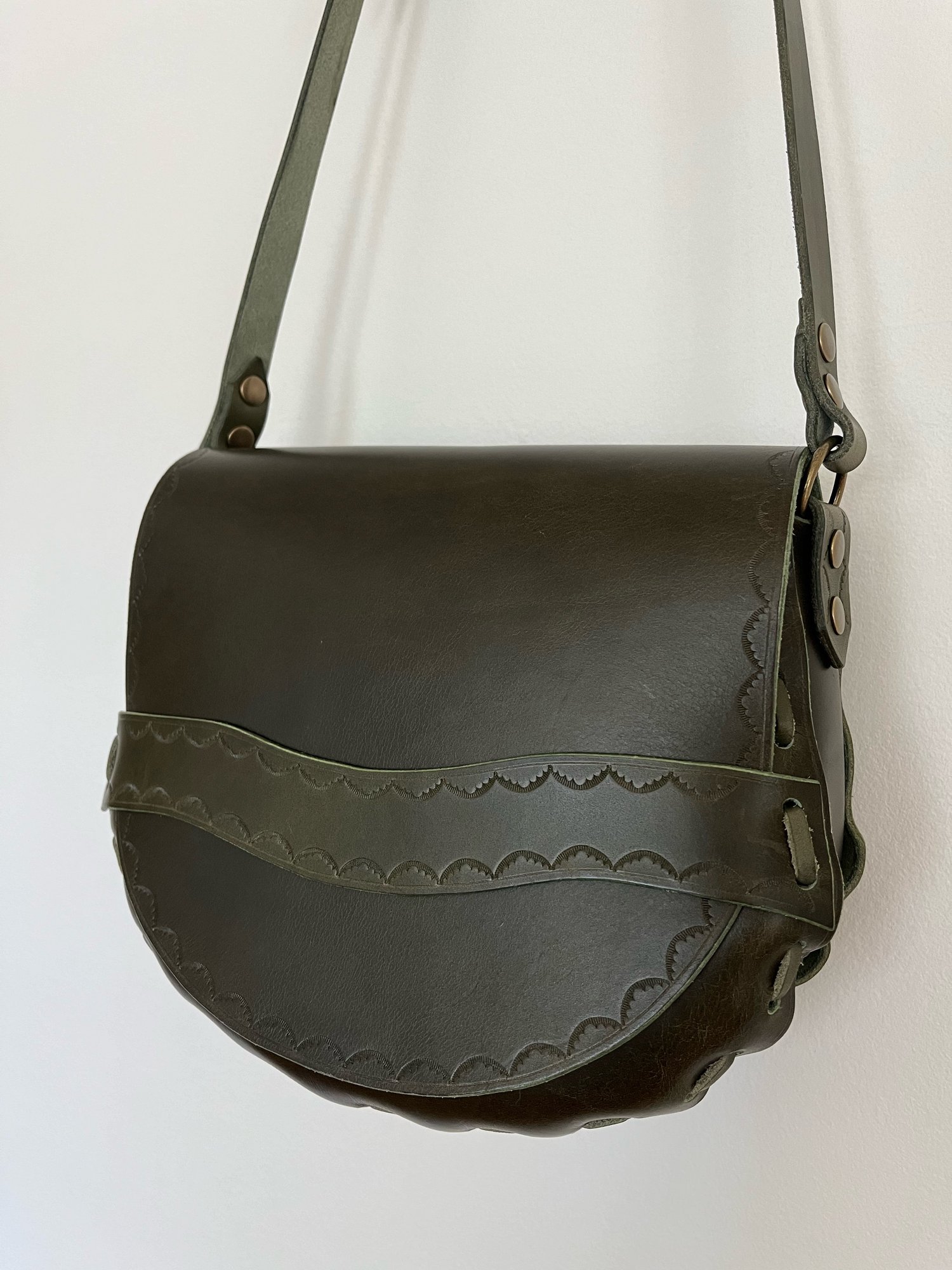 Image of Olive Vachetta Crossbody Saddle Bag