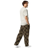 Image 3 of Gold and Black All Over Pentagram Print Unisex Wide-leg joggers