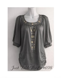 Image 4 of New XL Susie Rose Studded Olive top #698*10
