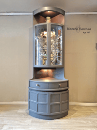 Image 1 of Tall, Mid Century Nathan Corner Drinks Cabinet - with geometric styled mirrors