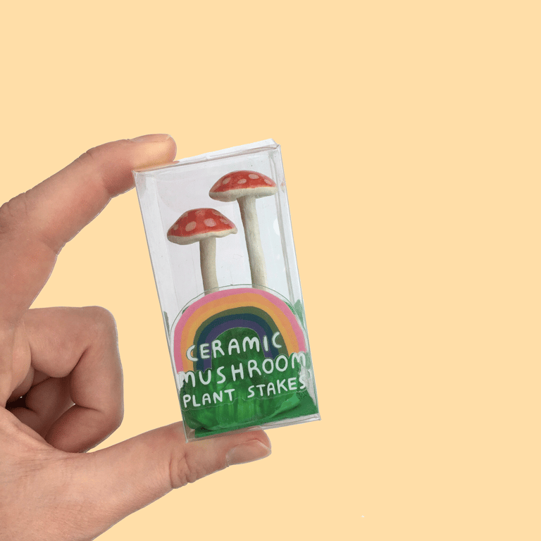 Ceramic Mushroom Plant Stakes