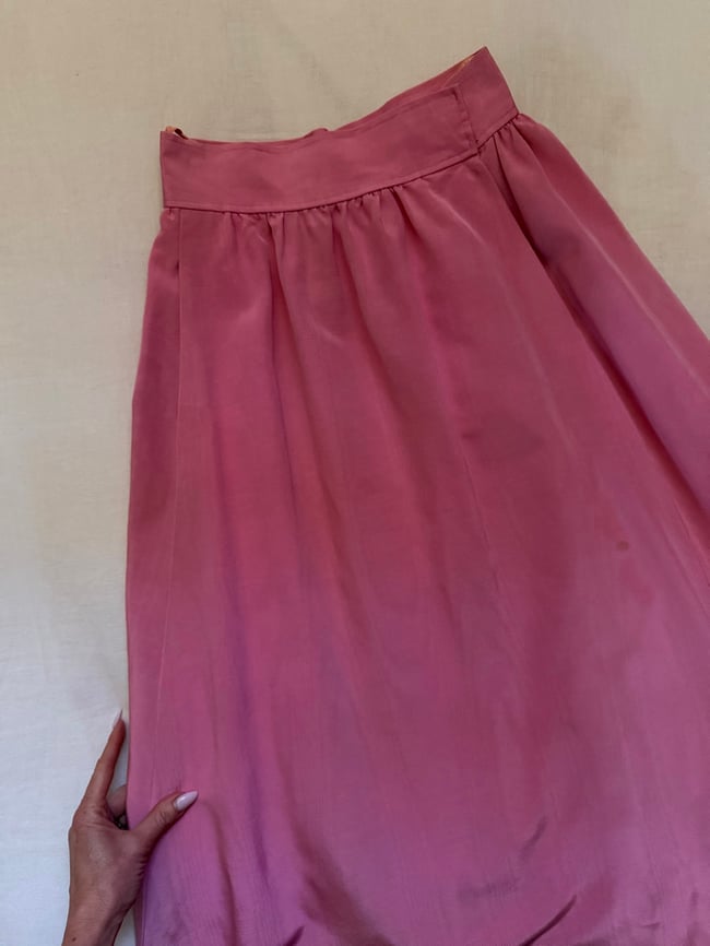 70s Saint Laurent Rive Gauche pink silk taffeta maxi ball skirt ysl