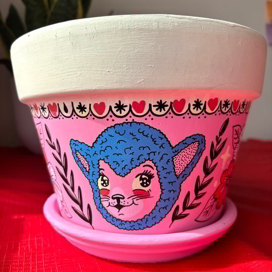 Image of “Pink & Free” hand painted terracotta pot