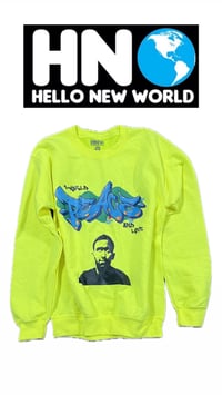 Image 1 of World peace & Love crewneck safety green