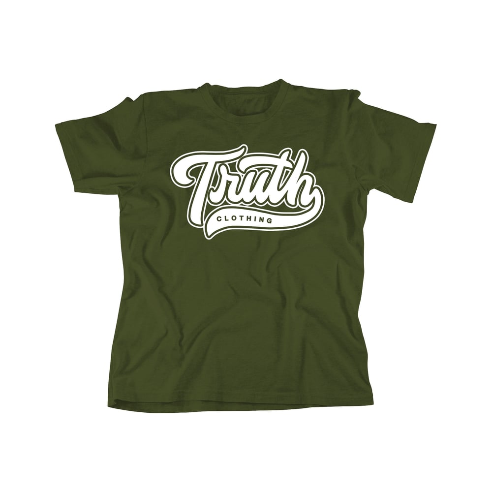 "New Truth" T Shirt | Olive/White