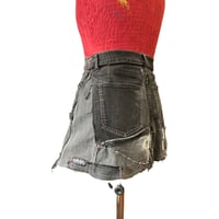 Image 4 of "Pink Scar" Deconstructed Denim Patchwork Mini Skirt – One of a Kind