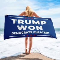 Image 1 of Trump Won Democrats Cheated! Towel from PatriotsCo.com