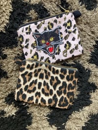 Image 7 of Black Cat Clutch Purse with baby pink leopard print