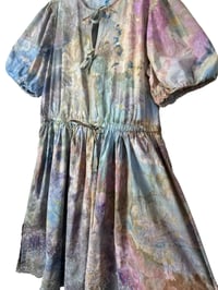 Image 8 of 2X/3X Plus 100% Cotton Eyelet Midi Dress in Muted Earth Tones Ice Dye