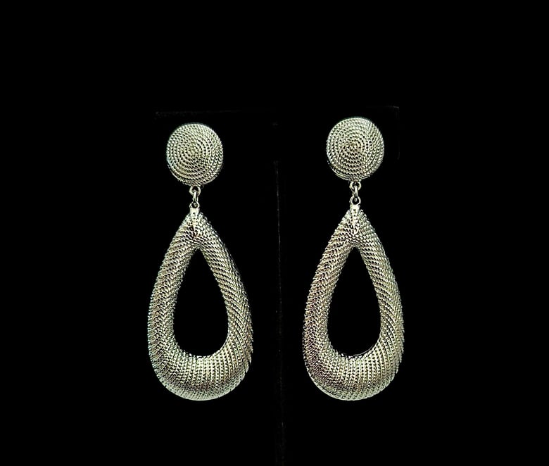 Image of Silver Designed Clip-On Earrings 