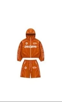 NYLON TRACK SHORT SET (ORANGE AND WHITE)