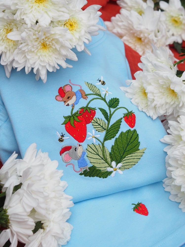 Image of The Strawberry Patch Gnomes - Tee & Short Set Baby Blue