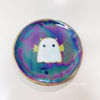 Image 1 of Blue Ghost Trinket Dish With Rainbow Effect (3.5 Inches Diameter)