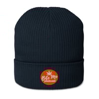 Image 4 of Bite Me logo Organic ribbed beanie