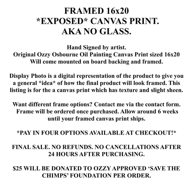 16x20 Framed Canvas Print // Ozzy Osbourne 1980s In Oil