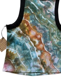 Image 5 of L Ladies Fitted Knit Contrast Tank in Earthy Geode Ice Dye