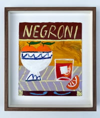 Negroni on ochre in walnut frame