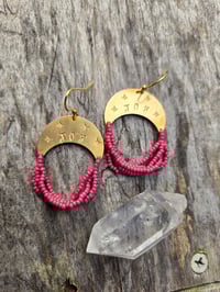 Image 4 of Pink JOY beaded earrings