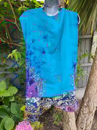 Image 2 of Mykonos sari jewel oversized waistcoat / top 10-18 turquoise and purple