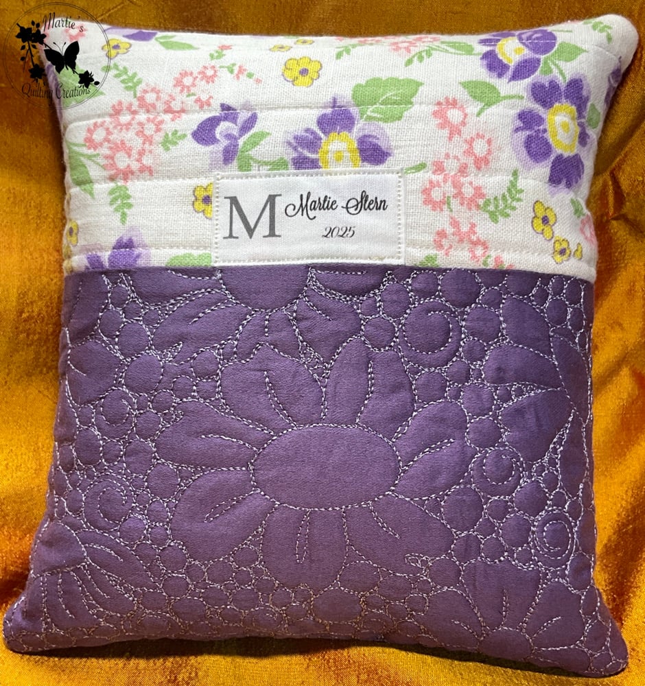 Image of Vintage Pincushion- Purple Rose Embroidered Doily