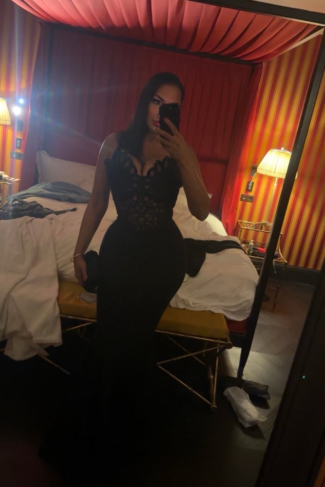 Image of BLACK EMBROIDERED BANDAGE MERMAID MAXI DRESS (SMALL)