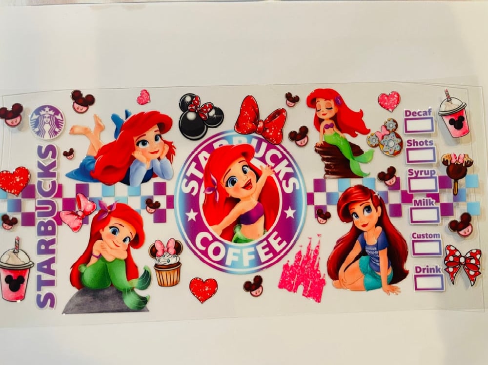 Image of Baby Ariel (Little Mermaid) and Starbucks