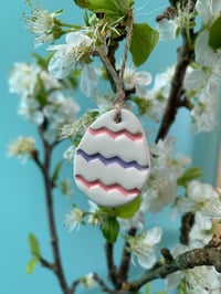 Image 1 of Handmade Ceramic Zig Zag Easter Eggs (Set of 3)