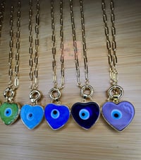 Image 5 of Short Chain Heart Evil Eye Necklace