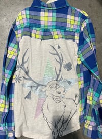 Image 1 of Children’s Blue/Yellow/Pink Flannel Shirt Frozen Sven