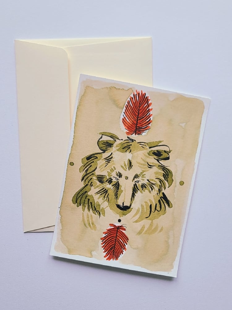 Image of Carte illustrée originale étoile ours et feuillage