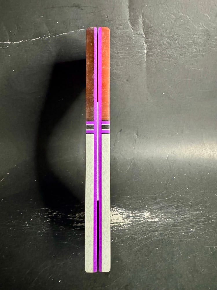 Image of @Kaoticartworks Resin & White Glass Micarta GLOW Segmented Knife Scales