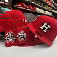 Image 1 of New Era 59Fifty Scarlet “Hood Star”