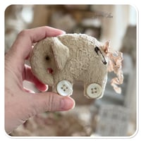 Image 4 of Handmade coffee beige flat elephant with "button wheels"
