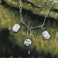 Image 2 of Silver handmade chain with mini moon and pearls