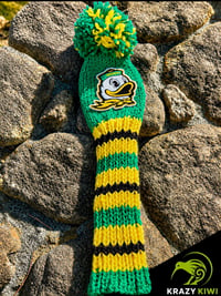 Image 5 of Oregon DUCKS custom Golf Club Cover hand knit logo College football fan  gift