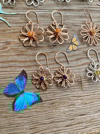 Image 6 of 14KT Rose Gold fill Sapphire Bloom Earrings