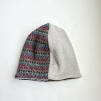 Image 2 of Reworked Reversible Beanie Charcoal Shetland x Gray Cashmere