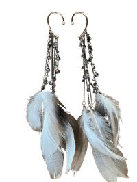 Image 1 of Black Shore Seashell Bling Feather Ear Cuffs 