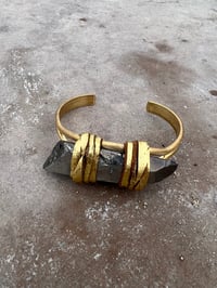 Image 1 of METALLIC SILVER AURA QUARTZ cuff bracelet