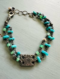 Image 6 of double strand Campitos turquoise and chalcedony charm bracelet