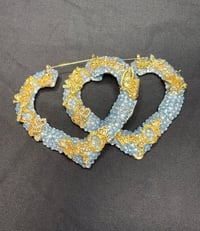 Blue heart junk earrings