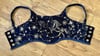 The Midnight corset. Navy blue with Gold bead detail 