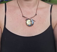Image 3 of Electroformed pomegranate wood and labradorite necklace