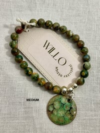 Image 4 of Rhyolite gemstone bracelet with enamel charm 