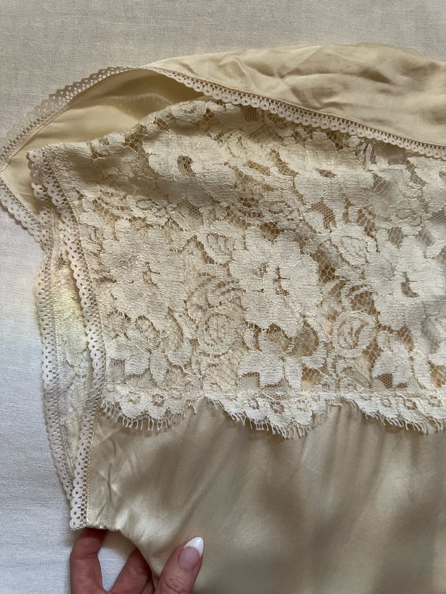 70s cream silk and lace blouse