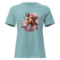 Image 6 of Women's Relaxed T-Shirt, Floral Majesty Horse Tee
