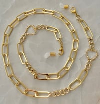 Image 3 of barbed wire hearts - gold eyeglass chain