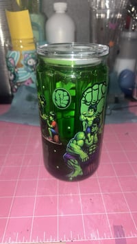 16 oz Hulk slime snowglobe tumbler