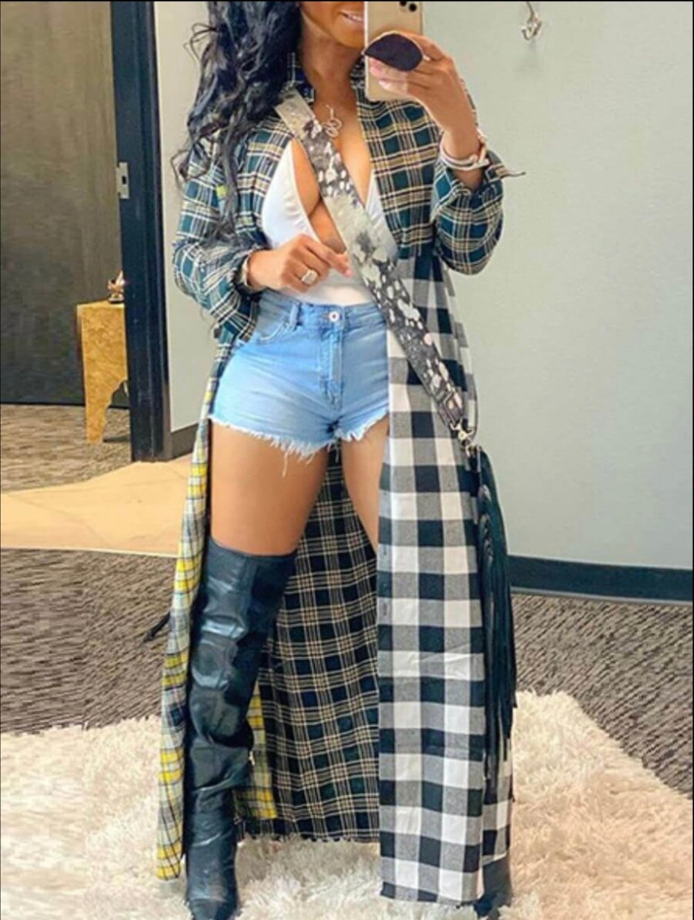 Image of Plaid Trench Coat Size XL 