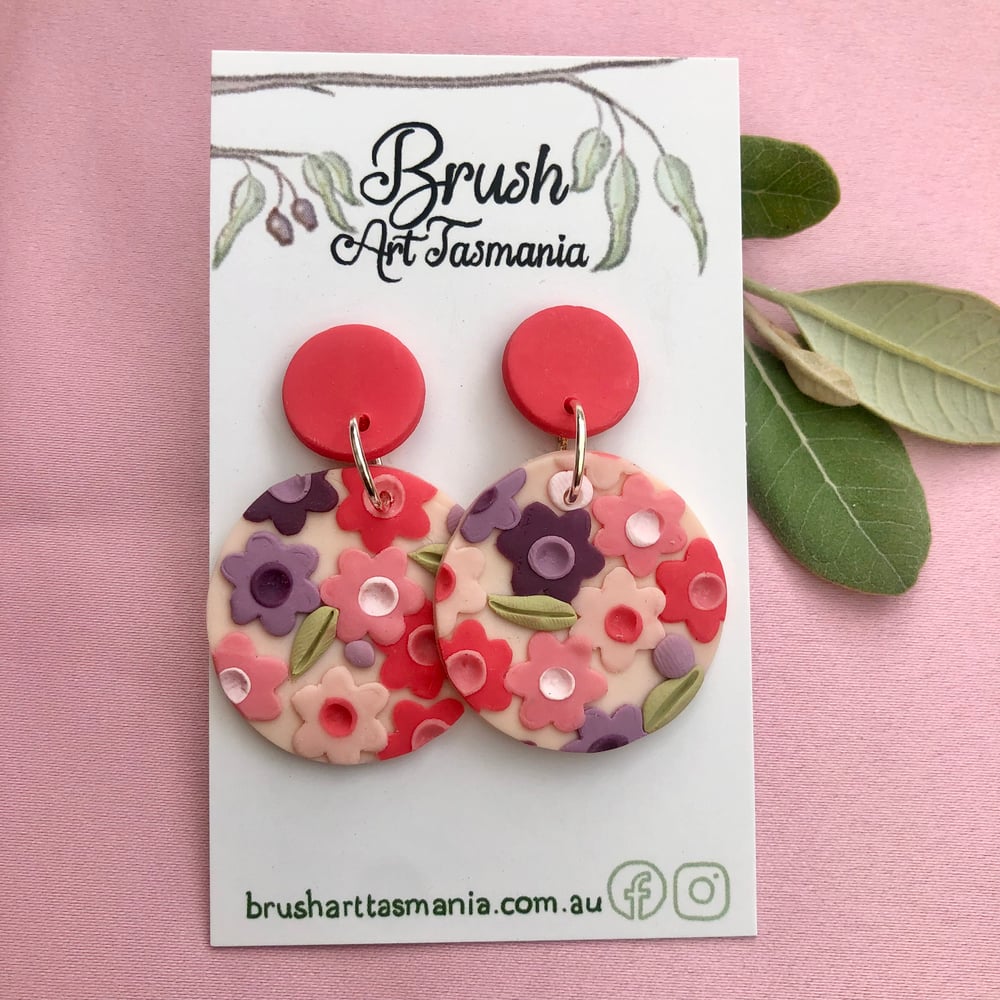 Pink and Purple Flower Earrings